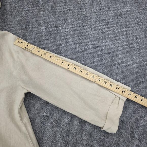 For Cynthia Jacket Womens Large Beige Hooded 100% Linen Flare Button Detail Coat - Picture 10 of 16